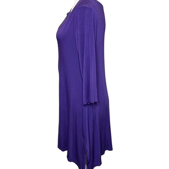 Soft Surroundings purple 3/4 sleeve shark bite tunic top size M - Picture 5 of 14